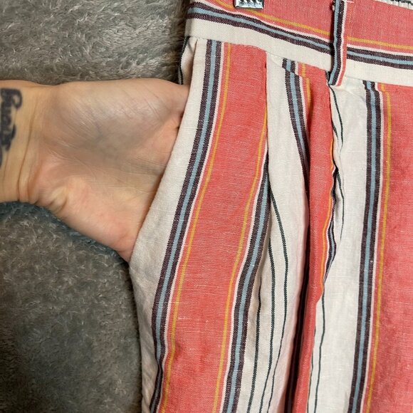 Tommy Hilfiger Women Retro Striped Coastal Preppy Linen Blend Cropped Pant S - Picture 4 of 11